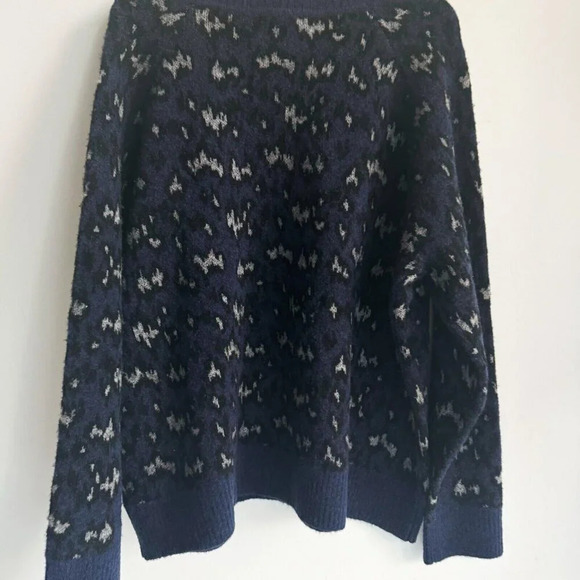 Athleta Hawthorn Textured Wool Blend Animal Print Pullover Blue 2X - Picture 7 of 10